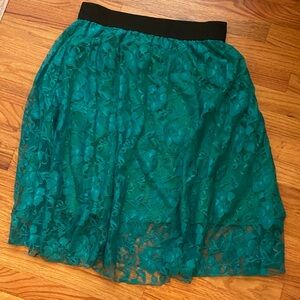 LuLaRoe Teal Lace A-Line Skirt